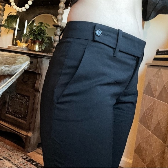 Gucci Black Laine Wool Cropped Trouser Pants Used Mid Rise Straight Size 25